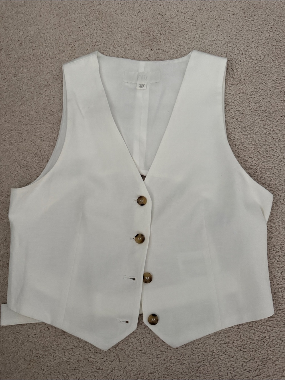 Zara Women's White Button-Front Vest - Classic Tailored Style